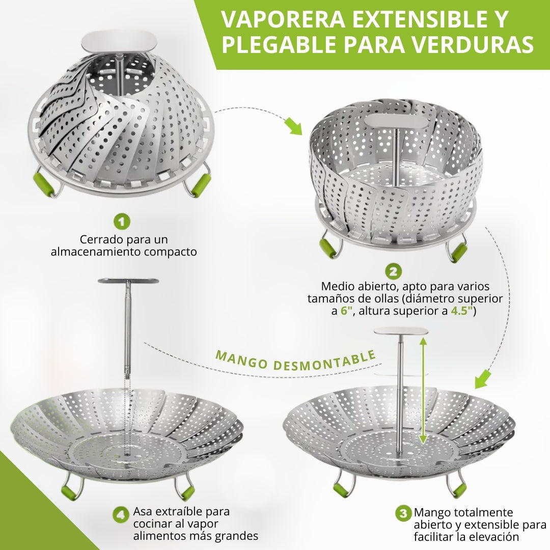Cesta de Vapor Adaptable en Acero Inoxidable