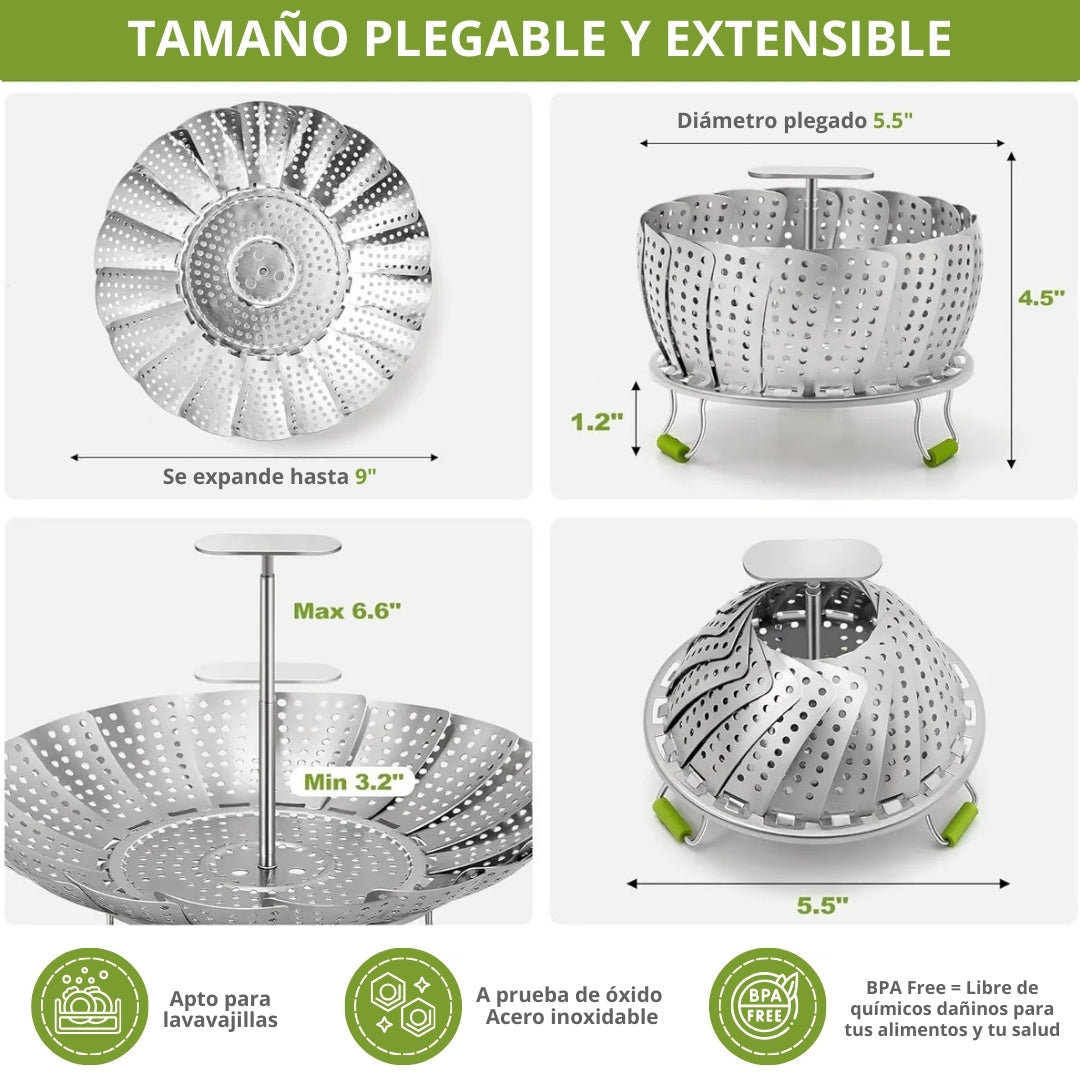 Cesta de Vapor Adaptable en Acero Inoxidable